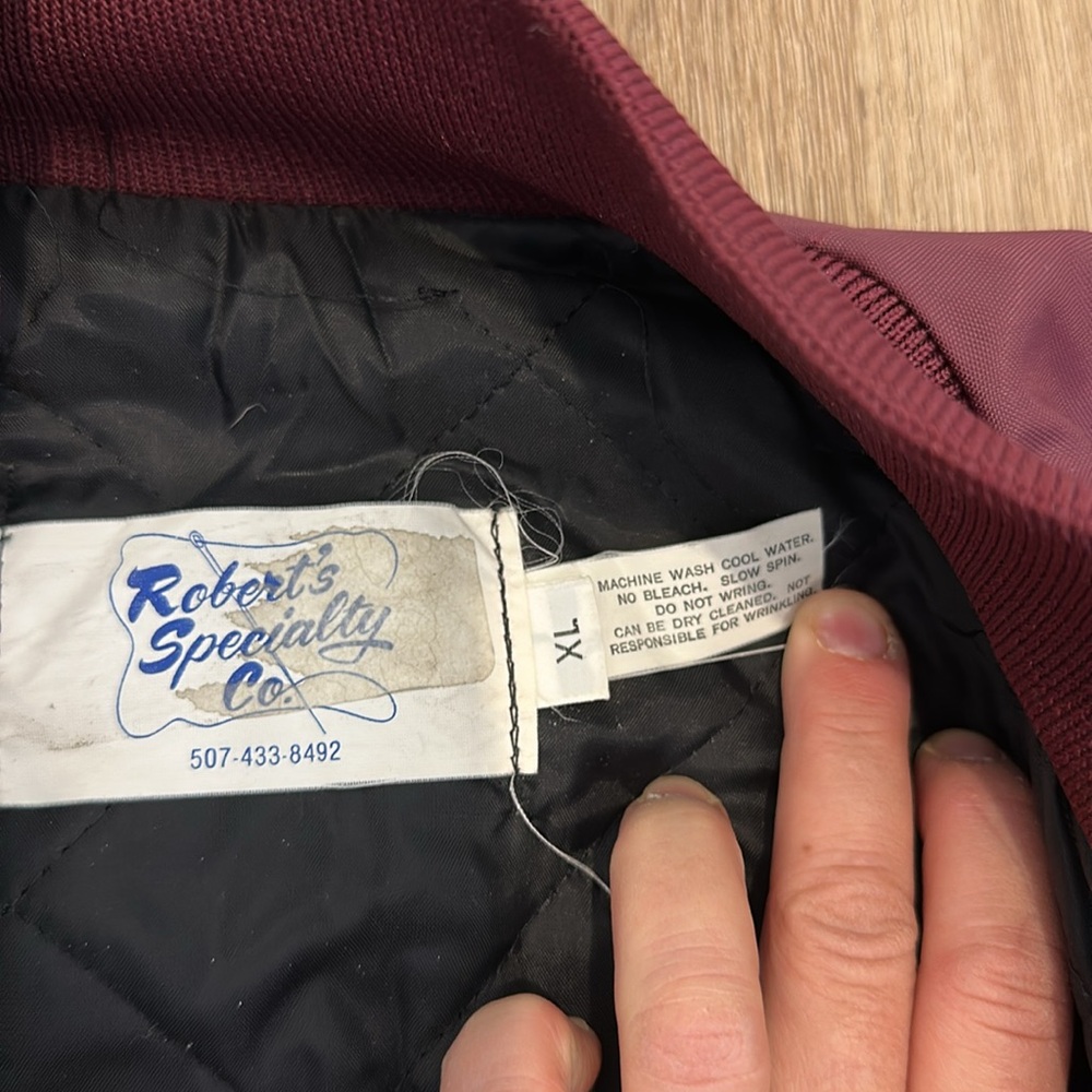 Vintage 90s Bomber Jacket Men’s XL Burgundy - Picture 8 of 17